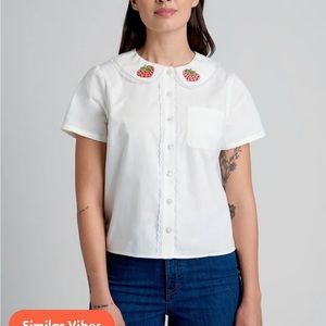 MODCLOTH like new! Never worn! Strawberry Cream Puff button up Blouse size Large